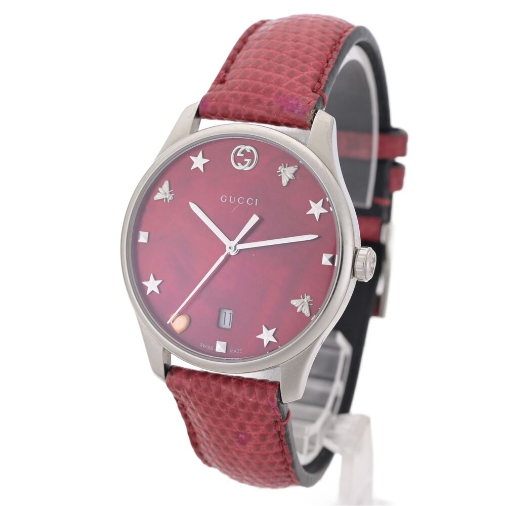GUCCI G Timeless Red Mother Of Pearl 36mm Ladies Watch